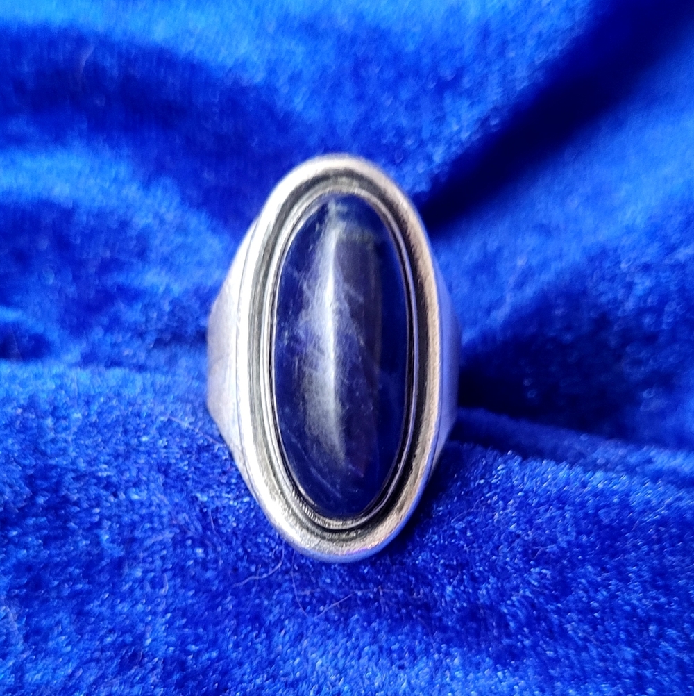 David Andersen 925s Norway Sterling Blue Lapis Men's Ring 7.5 Adjustable